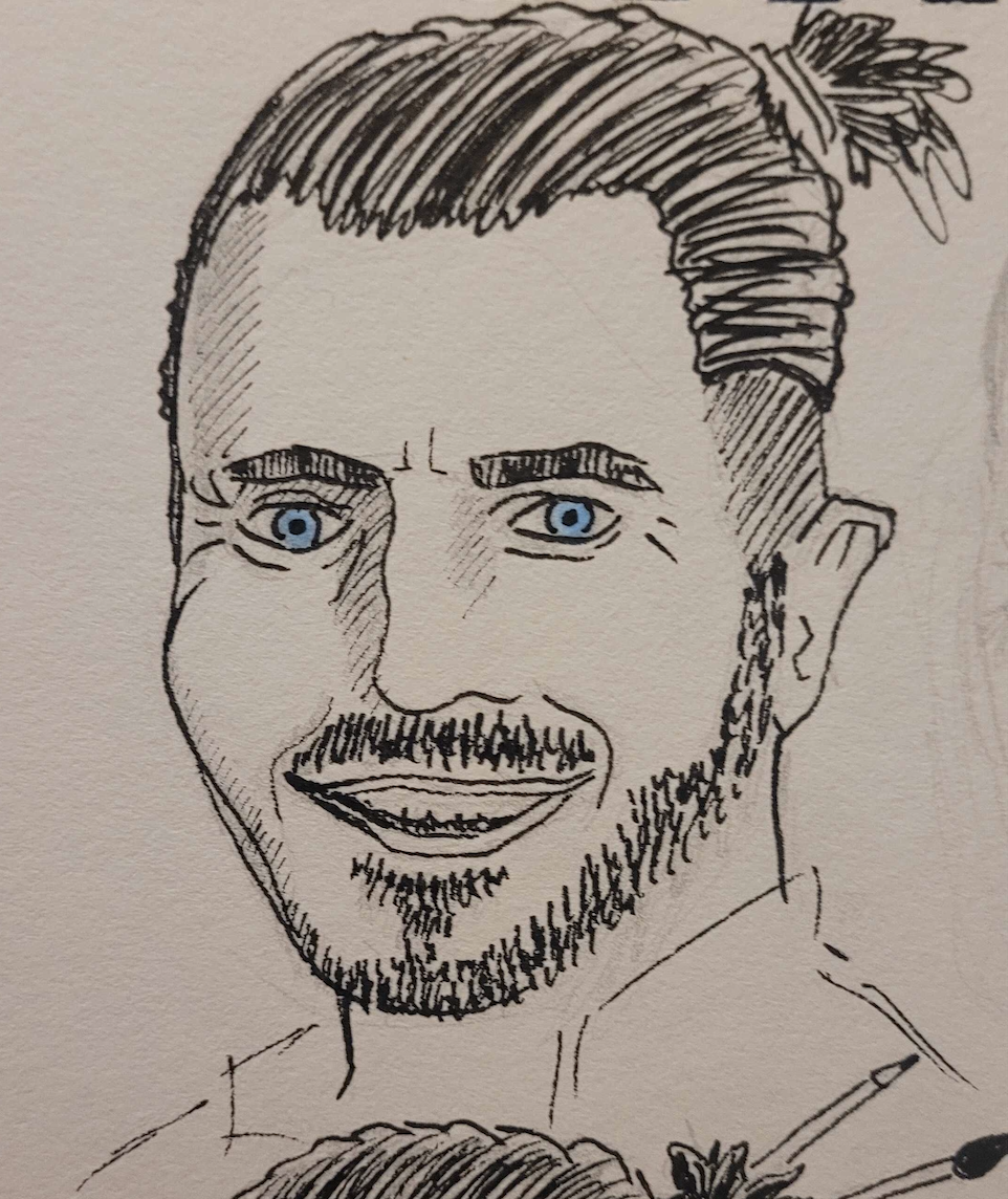 Hand-drawn portrait of Bobby Westberg smiling
