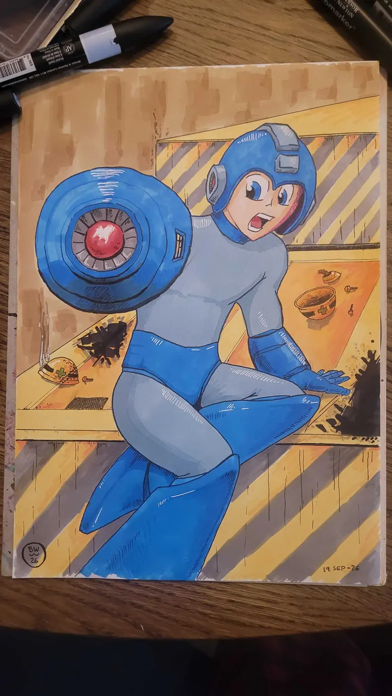 Mega Man in Guts Man's Level